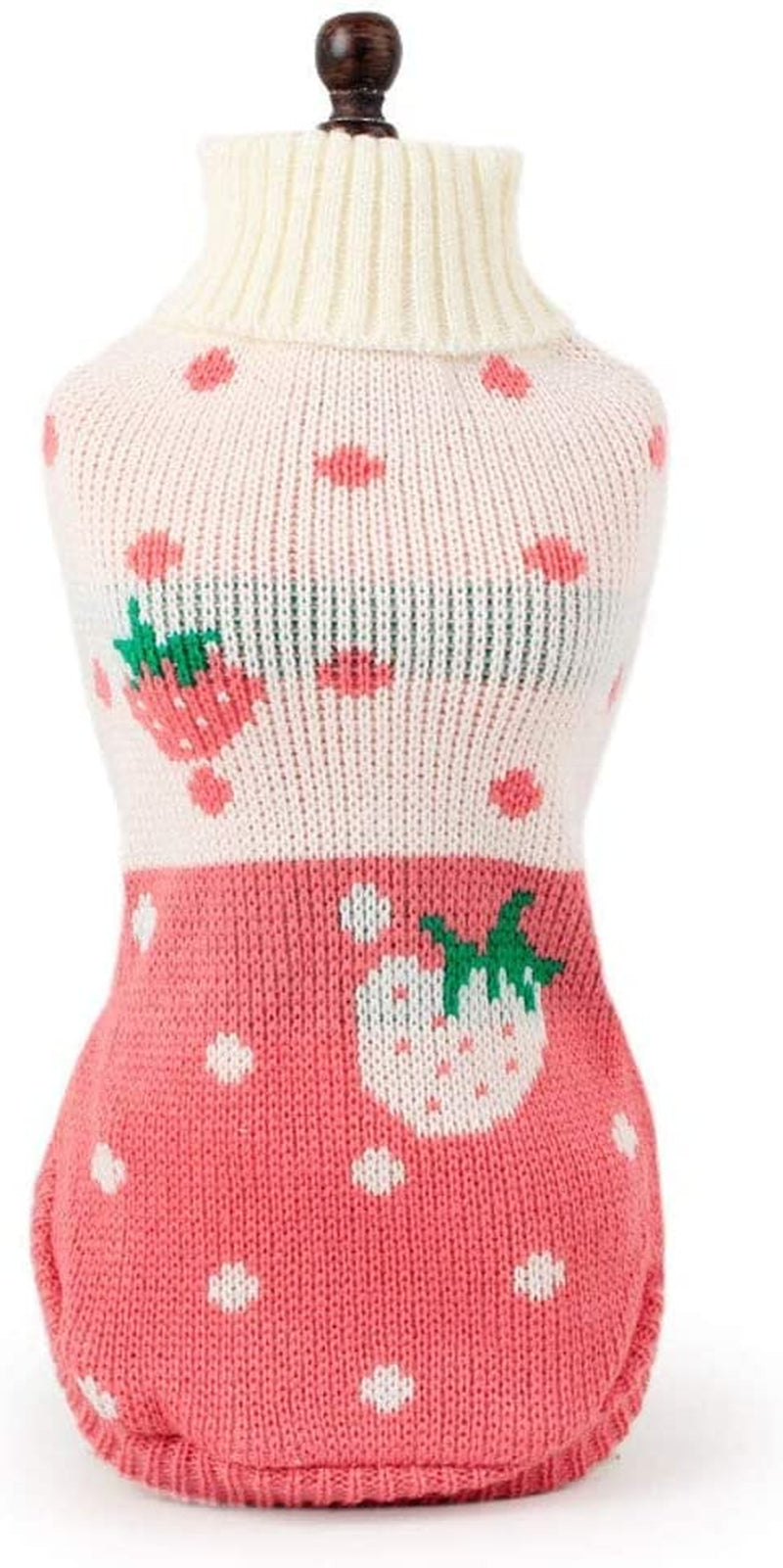 Dog Sweaters Classic Knitwear, Turtleneck Winter Warm Pet Puppy Clothes | Cute Strawberry Pattern, Lightweight & Warm Knitted Winter Sweater, Cold Weather Coat, Great for Daily Wear, Easy on & Off