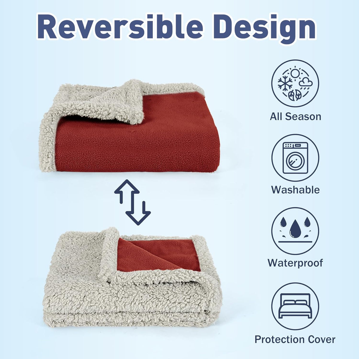 Waterproof Pet Blanket, Reversible Throw for Dogs and Cats | 50 X 60 Inch, Washable Sofa and Bed Protector, Shields Furniture from Fur, Dirt, Scratches and Everyday Spills