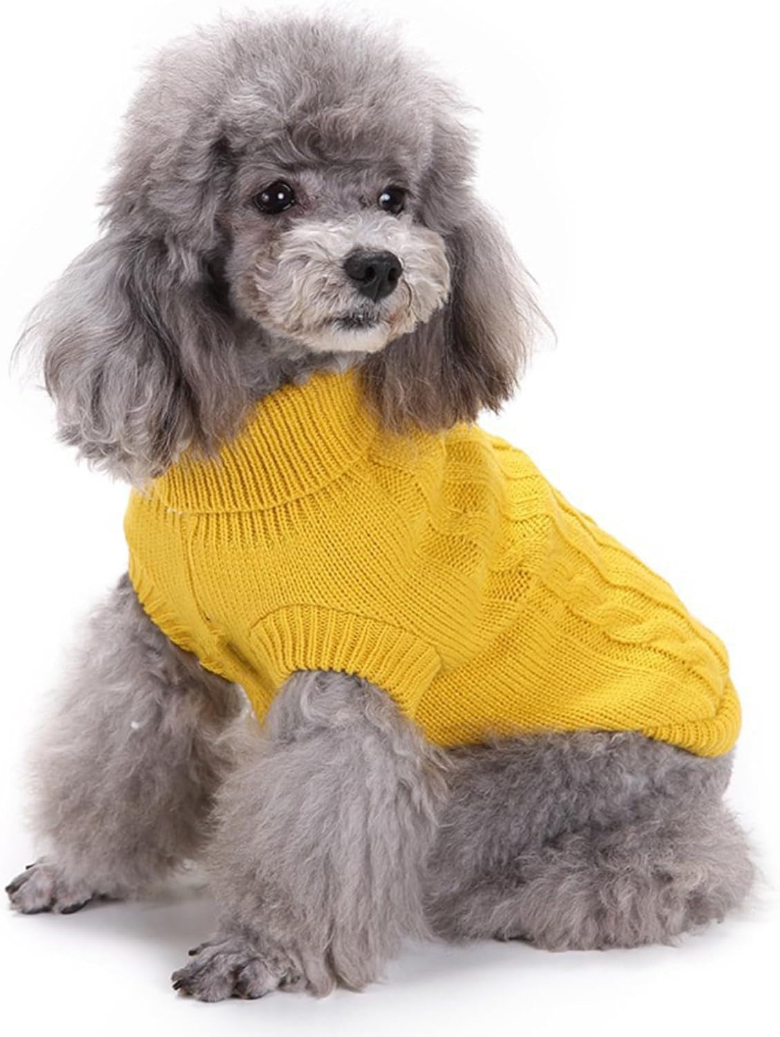 Knitted Small Dog Sweater, Turtleneck Pullover Warm Winter Puppy Clothes | Lightweight & Warm Knitted Winter Sweatshirt, Cold Weather Coat for Dog Girl & Boy, Cute Puppy Costume, Machine Washable